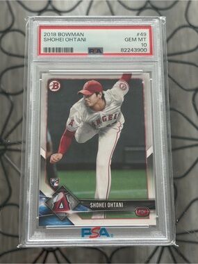 Shohei Ohtani 2018 Bowman Dodgers Rookie RC Baseball Card Graded PSA 10